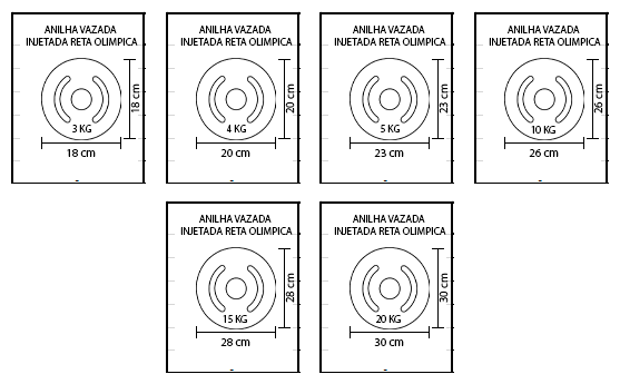 Anilha vazada ferro pintada medidas totais